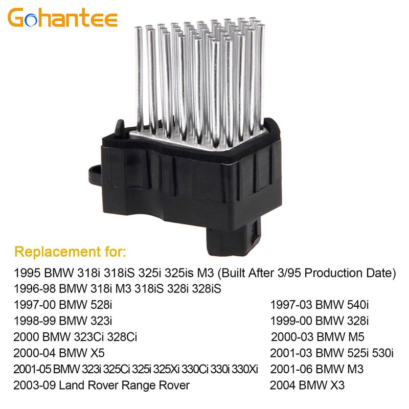 gohantee مقاوم موتور مروحة سخان gohantee 64116923204 بديل لبي إم دبليو E46 E39 X5 X3 323Ci 323i 325Ci 325i 530i 1997-2006 استبدال# 64116929540 64116929486 مقاوم المرحلة النهائية - Image 3